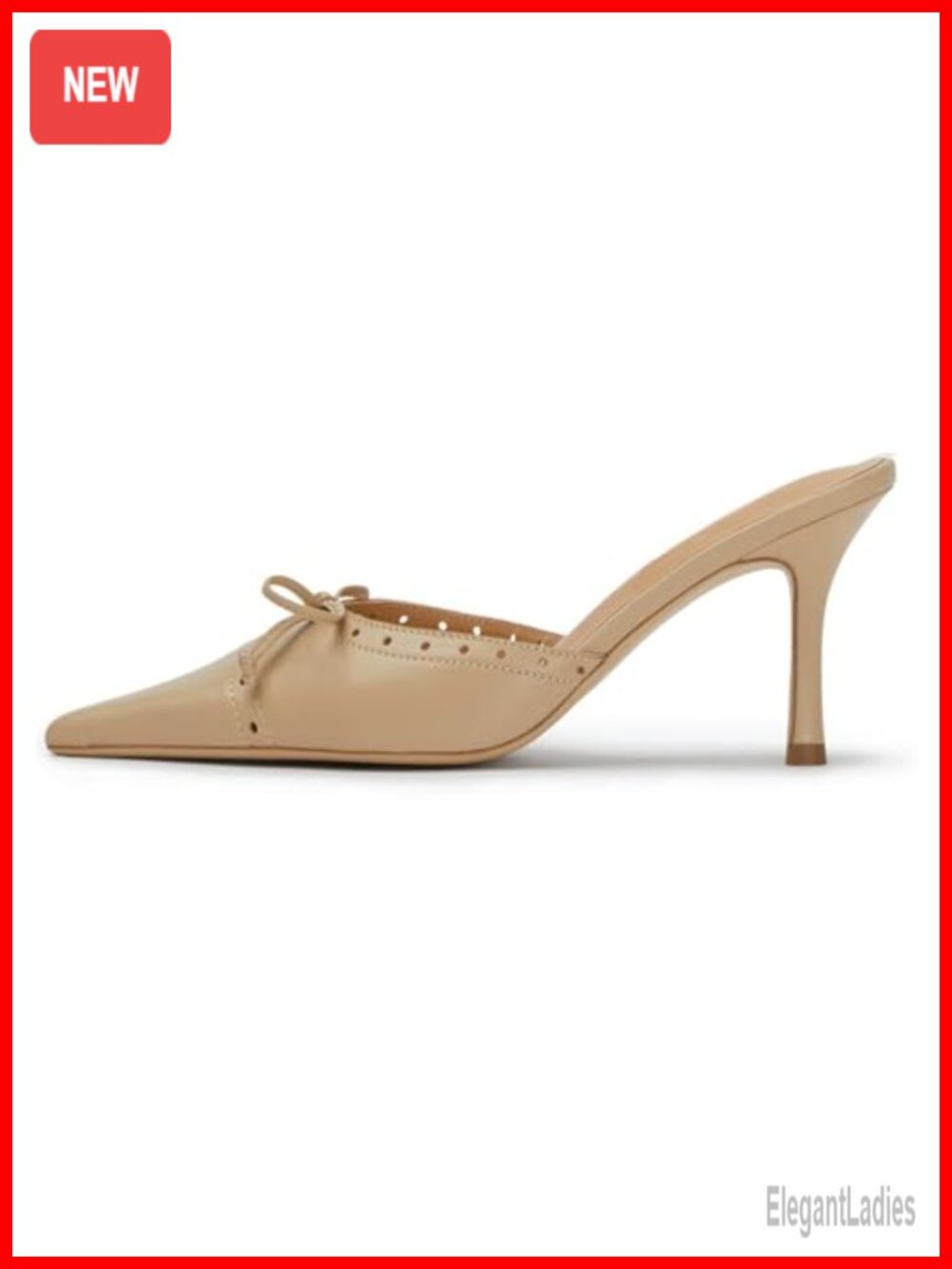 Kitten Heel Pointed Toe Bow Mule Sandals Casual Stiletto Pumps